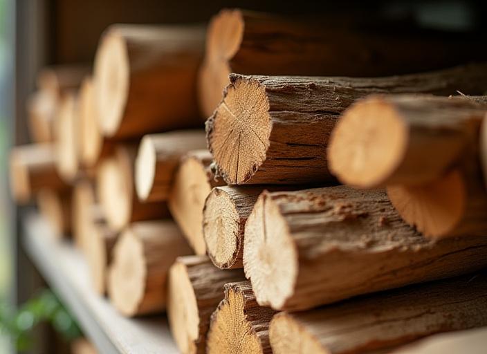 Stack of eco-friendly kindling made from reclaimed wood.